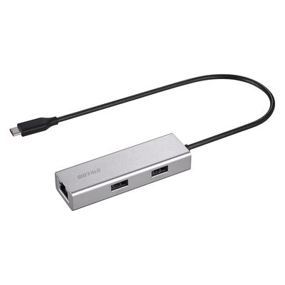 バッファロー LANアダプターUSB-C接続 ハブ付 シルバー Giga対応 LUD-U3-CU101SV 1個（直送品）