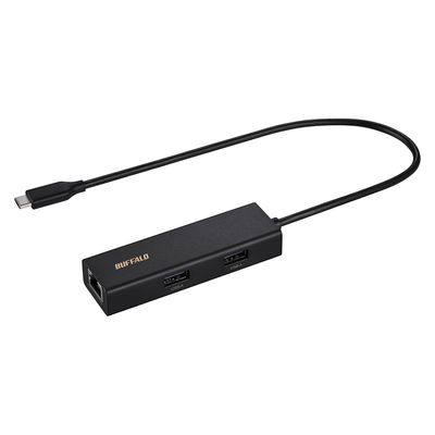 バッファロー LANアダプター USB-C接続 Giga対応 ハブ付 ブラック LUD-U3-CU101BK 1個（直送品）