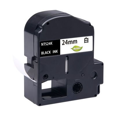NinestAO 白地ラベル 24mm 黒文字 8m NTS24K(x1) 1個 64-9604-57（直送品）