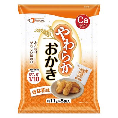 フードケア やわらかおかき(きな粉味) (約11g×8P)/袋 25669801 88G(12フクロイリ) 1箱(12入)（直送品）