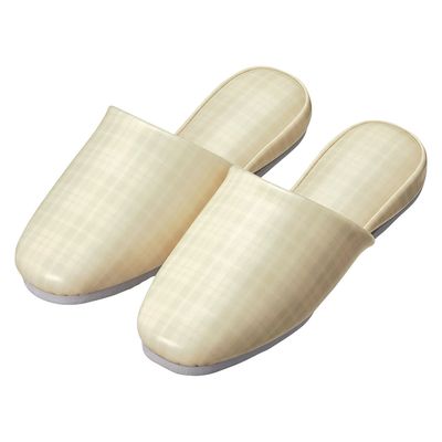 日紅商事 スリッパ(チェック)大人用 24302602 ベージュ NA1002(20ソクイリ) 1組(20入) 24302601（直送品）
