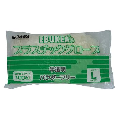 エブノ エブケアプラスチックグローブ(袋粉無 粉無 24257302 L 1003(100マイイリ) 1梱(100枚入x30箱)（直送品）