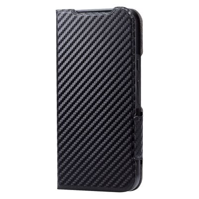 Google Pixel 8a ケース レザー 手帳型 超軽量 カーボンブラック PM-P241PLFUCB エレコム 1個（直送品）