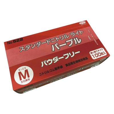 エブノ スタンダードニトリルライト(パープル 24439402 522(M)100マイ・PF 1梱(100枚入x30箱)（直送品）