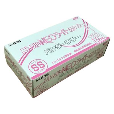 エブノ ニトリルNEOライト(ホワイト)PF 24257201 SS 535(100マイイリ) 1梱(100枚入x30箱)（直送品）