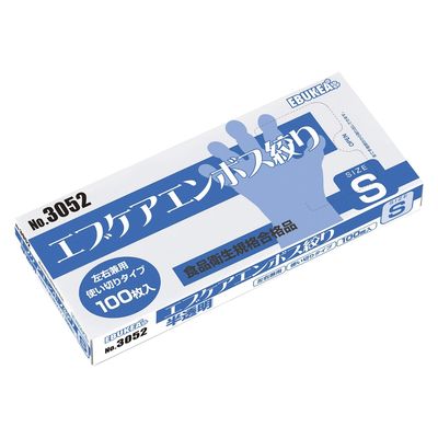 エブノ エブケアエンボス絞り(箱入)半透明 24952800 S 3052(100マイイリ) 1梱(100枚入x60箱)（直送品）