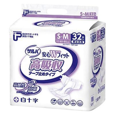 白十字 PUサルバ安心Wフィット高吸収タイプ 35610(SM)32マイ 1箱(32枚入x2袋入)（直送品）