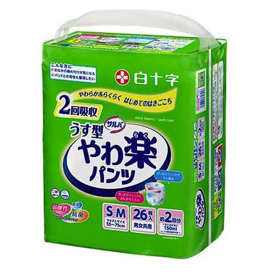 白十字 サルバやわ楽パンツ 35841(S-M)26マイイリ 1箱(26枚入x4袋入)（直送品）