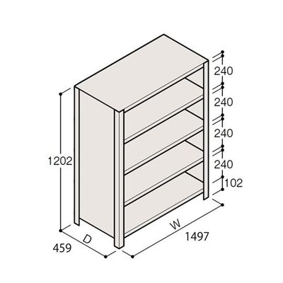 アズワン 軽量棚 ERR密閉型 H1200×W1500×D450 有効棚 4段 67-5245-92 1個（直送品）