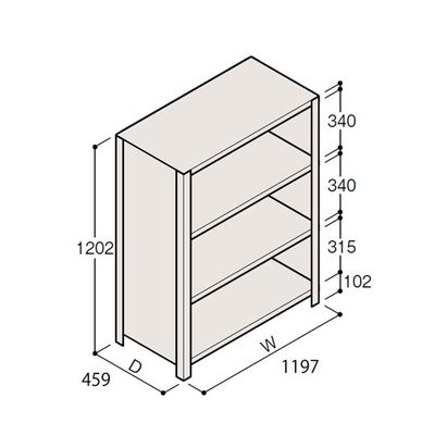 アズワン 軽量棚 ERR密閉型 H1200×W1200×D450 有効棚 3段 67-5245-77 1個（直送品）