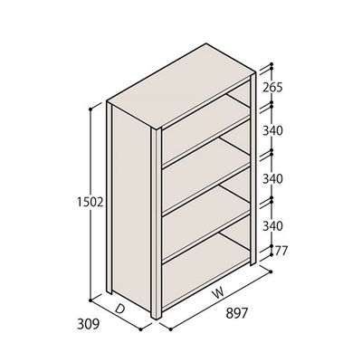 アズワン 軽量棚 ERR密閉型 H1500×W900×D300 有効棚 4段 67-5246-10 1個（直送品）