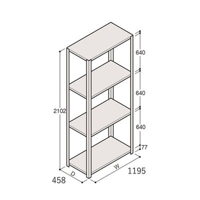 アズワン 軽量棚 ERR開放型 H2100×W1200×D450 有効棚 3段 67-5242-24 1個（直送品）
