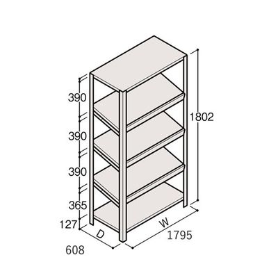 アズワン 軽量棚 ERR傾斜型 H1800×W1800×D600 有効棚 4段 67-5245-14 1個（直送品）