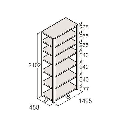 アズワン 軽量棚 ERR開放型 H2100×W1500×D450 有効棚 6段 67-5242-63 1個（直送品）