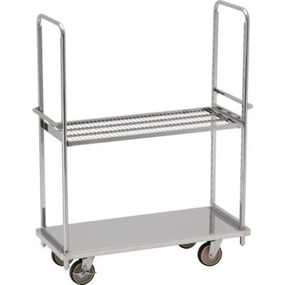 テックサス オールステンレス棚台車 1220×505 SUSφ150ウレタン車 メッシュ棚1段 TD-1250D-MT1 1台（直送品）