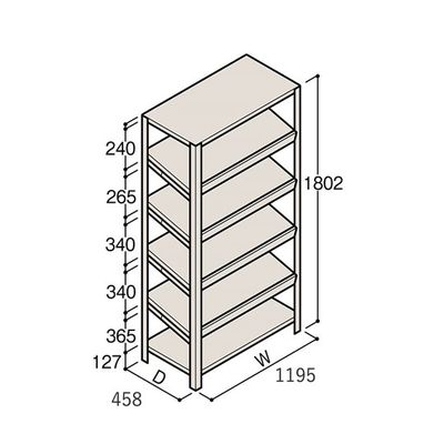 アズワン 軽量棚 ERR傾斜型 H1800×W1200×D450 有効棚 5段 67-5245-17 1個（直送品）