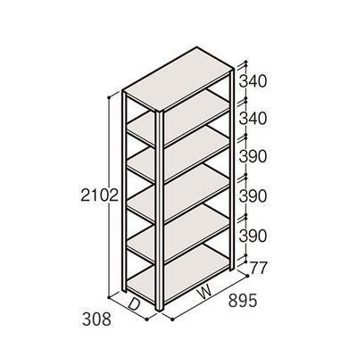 アズワン 軽量棚 ERR開放型 H2100×W900×D300 有効棚 5段 67-5242-44 1個（直送品）