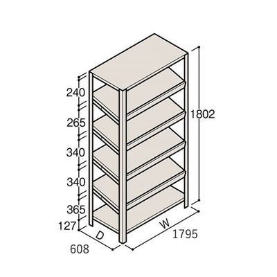 アズワン 軽量棚 ERR傾斜型 H1800×W1800×D600 有効棚 5段 67-5245-22 1個（直送品）