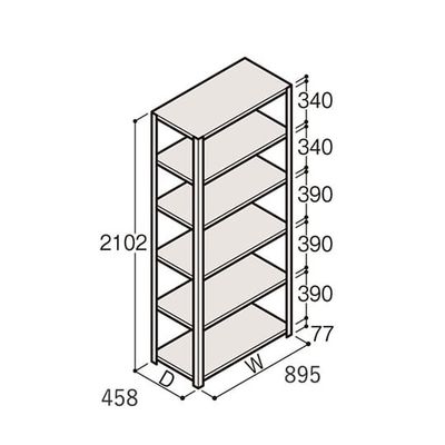 アズワン 軽量棚 ERR開放型 H2100×W900×D450 有効棚 5段 67-5242-45 1個（直送品）