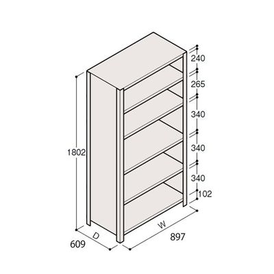 アズワン 軽量棚 ERR密閉型 H1800×W900×D600 有効棚 5段 67-5246-60 1個（直送品）