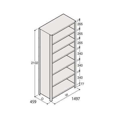 アズワン 軽量棚 ERR密閉型 H2100×W1500×D450 有効棚 6段 67-5247-26 1個（直送品）