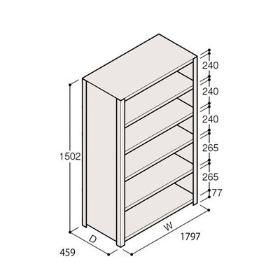 アズワン 軽量棚 ERR密閉型 H1500×W1800×D450 有効棚 5段 67-5246-32 1個（直送品）