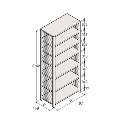 アズワン 軽量棚 ERR金網型 H2100×W1200×D450 有効棚 6段 67-5244-66 1個（直送品）