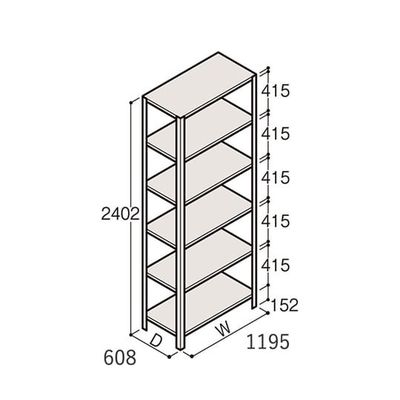 アズワン 軽量棚 ERR開放型 H2400×W1200×D600 有効棚 5段 67-5242-97 1個（直送品）