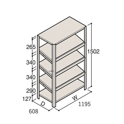 アズワン 軽量棚 ERR傾斜型 H1500×W1200×D600 有効棚 4段 67-5244-93 1個（直送品）
