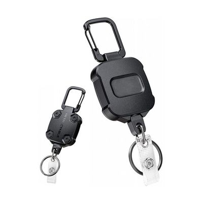 Trimate カラビナ付きリールストラップ ワイヤータイプ 角形 TR-STP013-BK 1個 67-4921-02（直送品）