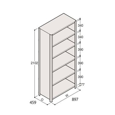 アズワン 軽量棚 ERR密閉型 H2100×W900×D450 有効棚 5段 67-5247-08 1個（直送品）