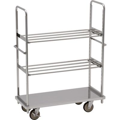 テックサス オールステンレス棚台車 1220×505 SUSφ150ウレタン車 パイプ棚2段 TD-1250D-PT2 1台（直送品）