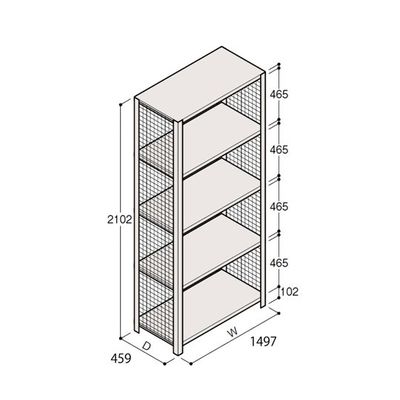 アズワン 軽量棚 ERR金網型 H2100×W1500×D450 有効棚 4段 67-5244-45 1個（直送品）