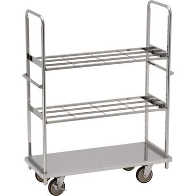 テックサス オールステンレス棚台車 1220×505 SUSφ150ウレタン車 フラットバー棚2段 TD-1250D-BT2 1台（直送品）