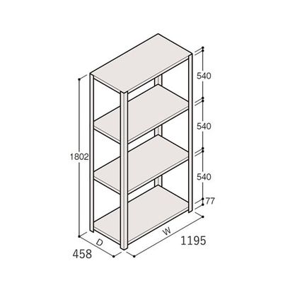 アズワン 軽量棚 ERR開放型 H1800×W1200×D450 有効棚 3段 67-5241-75 1個（直送品）