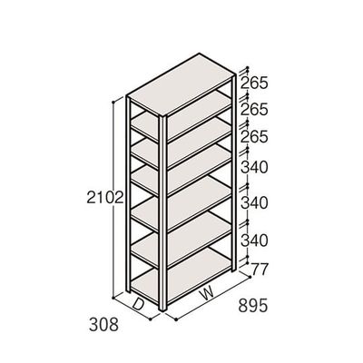 アズワン 軽量棚 ERR開放型 H2100×W900×D300 有効棚 6段 67-5242-56 1個（直送品）