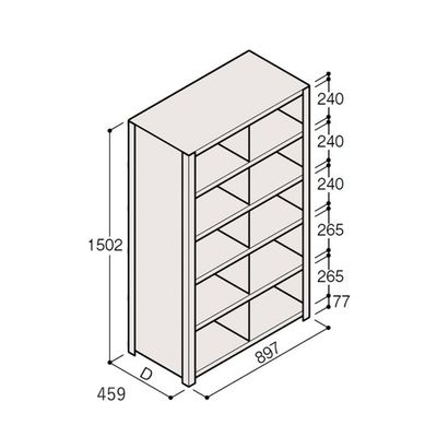 アズワン 軽量棚 ERR仕切型 H1500×W900 ×D450 有効棚 5段 2分割 67-5245-41 1個（直送品）