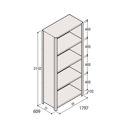 アズワン 軽量棚 ERR密閉型 H2100×W1800×D600 有効棚 4段 67-5247-06 1個（直送品）