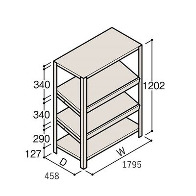 アズワン 軽量棚 ERR傾斜型 H1200×W1800×D450 有効棚 3段 67-5244-80 1個（直送品）