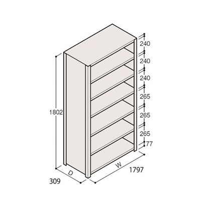 アズワン 軽量棚 ERR密閉型 H1800×W1800×D300 有効棚 6段 67-5246-79 1個（直送品）