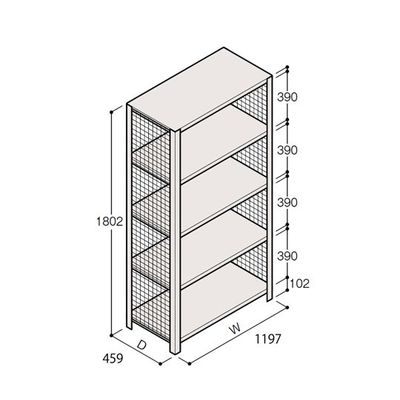 アズワン 軽量棚 ERR金網型 H1800×W1200×D450 有効棚 4段 67-5243-93 1個（直送品）