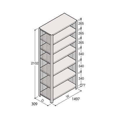 アズワン 軽量棚 ERR金網型 H2100×W1500×D300 有効棚 6段 67-5244-68 1個（直送品）