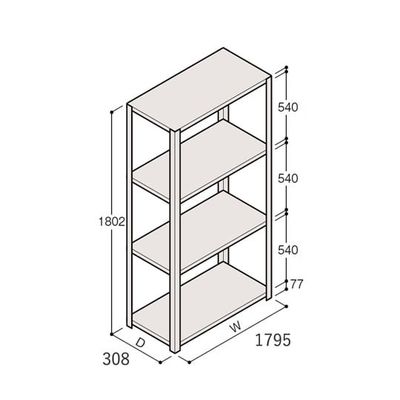 アズワン 軽量棚 ERR開放型 H1800×W1800×D300 有効棚 3段 67-5241-80 1個（直送品）