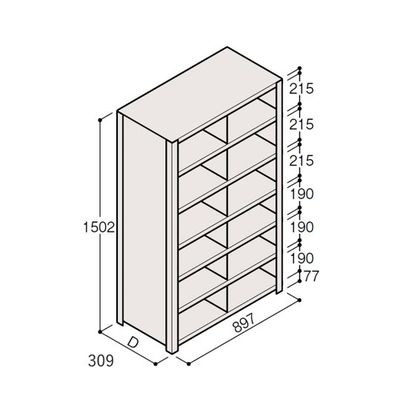 アズワン 軽量棚 ERR仕切型 H1500×W900 ×D300 有効棚 6段 2分割 67-5245-43 1個（直送品）