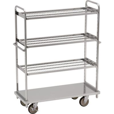 テックサス オールステンレス棚台車 1220×505 SUSφ150ウレタン車 メッシュ棚3段 TD-1250D-MT3 1台（直送品）