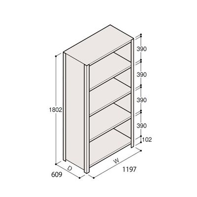 アズワン 軽量棚 ERR密閉型 H1800×W1200×D600 有効棚 4段 67-5246-51 1個（直送品）