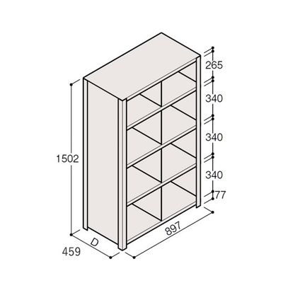 アズワン 軽量棚 ERR仕切型 H1500×W900 ×D450 有効棚 4段 2分割 67-5245-37 1個（直送品）