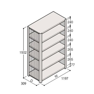 アズワン 軽量棚 ERR金網型 H1500×W1200×D300 有効棚 5段 67-5243-68 1個（直送品）
