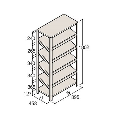 アズワン 軽量棚 ERR傾斜型 H1800×W900×D450 有効棚 5段 67-5245-15 1個（直送品）