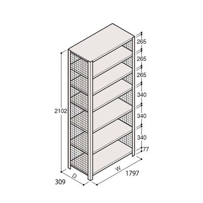 アズワン 軽量棚 ERR金網型 H2100×W1800×D300 有効棚 6段 67-5244-71 1個（直送品）